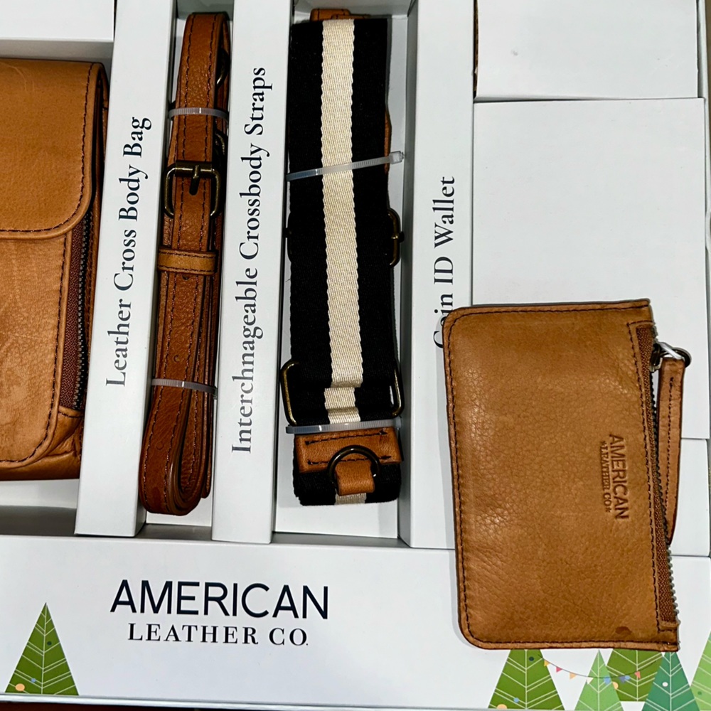 CHRISTMAS GIFT AMERICAN LEATHER CO CROSSBODY, COIN/CARDS WALLET AND TWO STRAPS - Picture 5 of 6